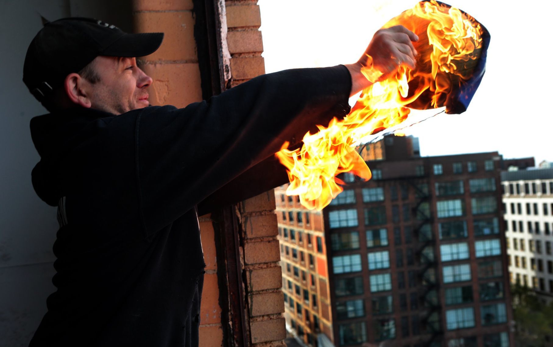 Flaming pumpkin tossed from 10th floor of City Museum